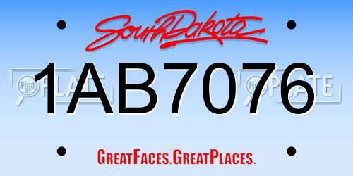 1AB7076 South Dakota License Plate