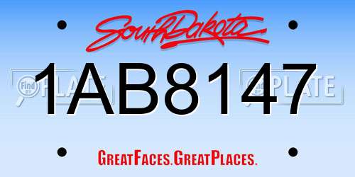 1AB8147 South Dakota License Plate