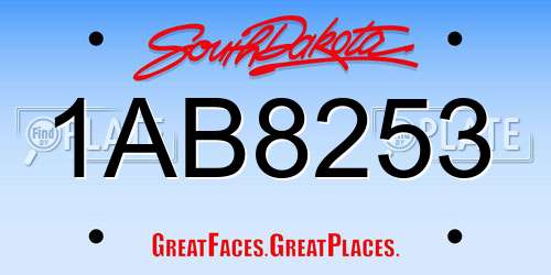 1AB8253 South Dakota License Plate