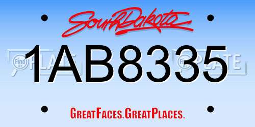 1AB8335 South Dakota License Plate