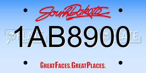 1AB8900 South Dakota License Plate