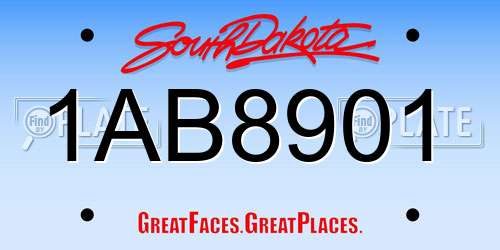 1AB8901 South Dakota License Plate
