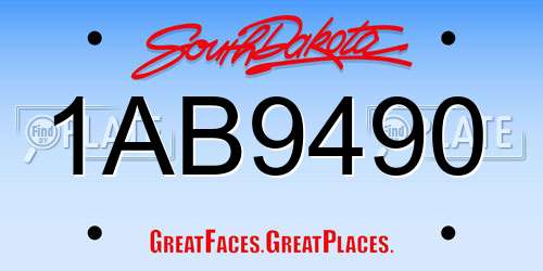 1AB9490 South Dakota License Plate