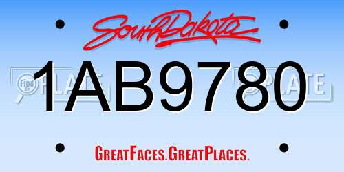 1AB9780 South Dakota License Plate