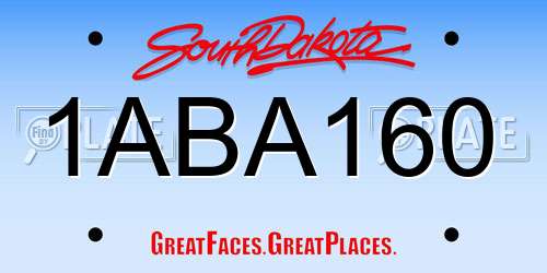 1ABA160 South Dakota License Plate