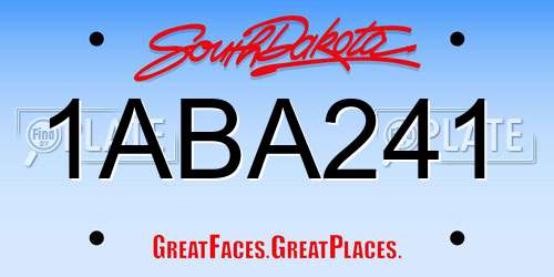 1ABA241 South Dakota License Plate