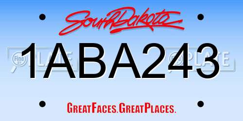 1ABA243 South Dakota License Plate