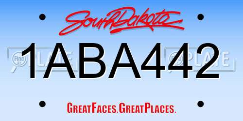 1ABA442 South Dakota License Plate