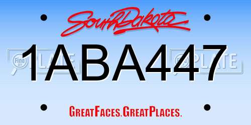 1ABA447 South Dakota License Plate