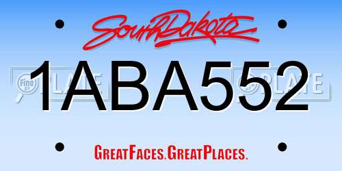 1ABA552 South Dakota License Plate