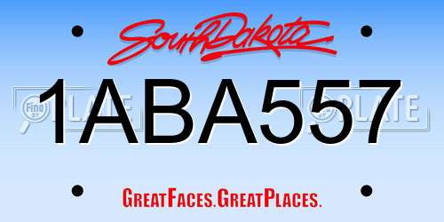 1ABA557 South Dakota License Plate