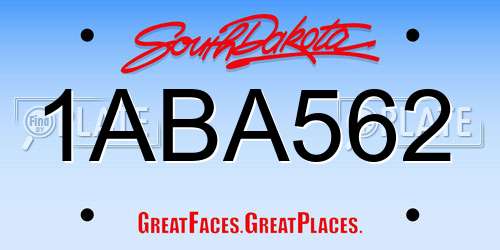 1ABA562 South Dakota License Plate