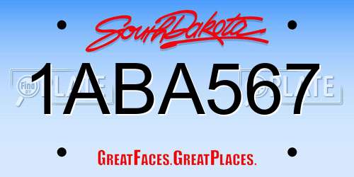 1ABA567 South Dakota License Plate