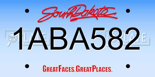 1ABA582 South Dakota License Plate