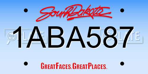 1ABA587 South Dakota License Plate