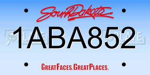 1ABA852 South Dakota License Plate