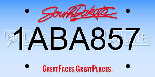 1ABA857 South Dakota License Plate