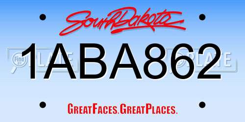 1ABA862 South Dakota License Plate