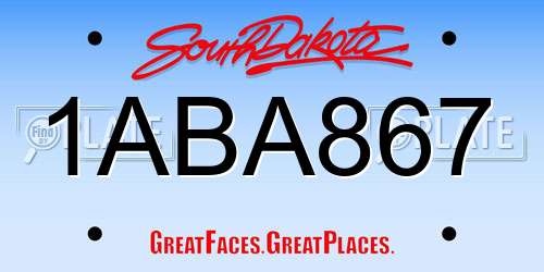 1ABA867 South Dakota License Plate