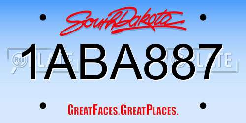 1ABA887 South Dakota License Plate