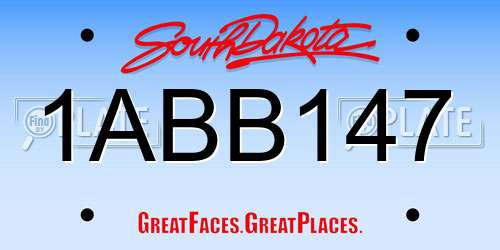 1ABB147 South Dakota License Plate