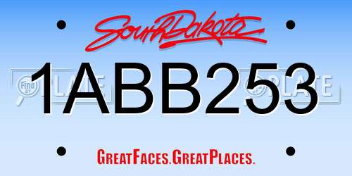 1ABB253 South Dakota License Plate