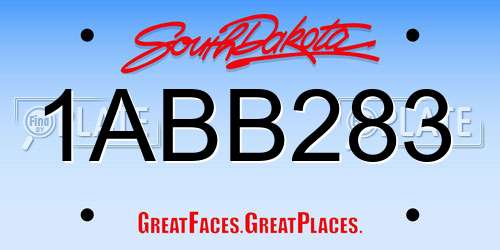 1ABB283 South Dakota License Plate