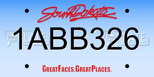 1ABB326 South Dakota License Plate