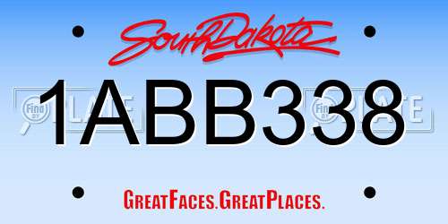 1ABB338 South Dakota License Plate