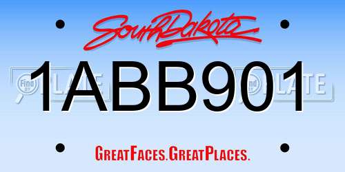 1ABB901 South Dakota License Plate
