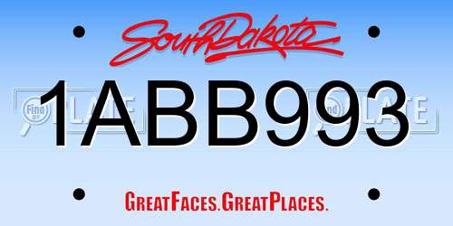 1ABB993 South Dakota License Plate