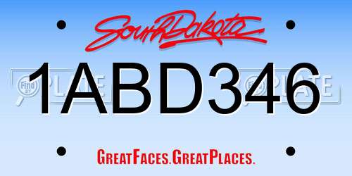 1ABD346 South Dakota License Plate