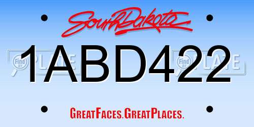 1ABD422 South Dakota License Plate