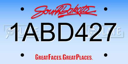 1ABD427 South Dakota License Plate