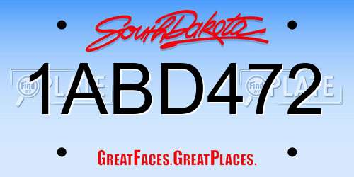 1ABD472 South Dakota License Plate