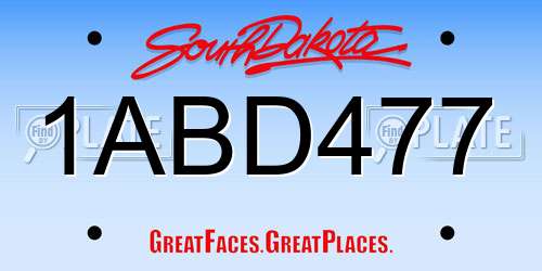 1ABD477 South Dakota License Plate
