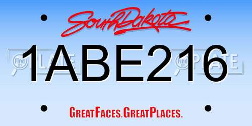 1ABE216 South Dakota License Plate