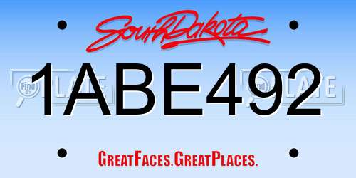 1ABE492 South Dakota License Plate
