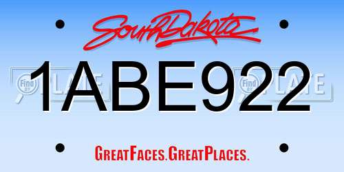 1ABE922 South Dakota License Plate