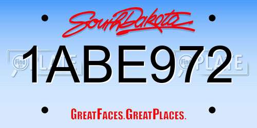 1ABE972 South Dakota License Plate
