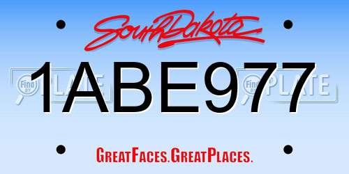 1ABE977 South Dakota License Plate