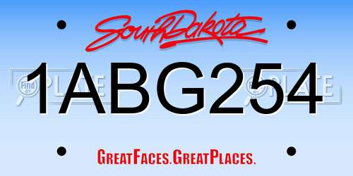 1ABG254 South Dakota License Plate