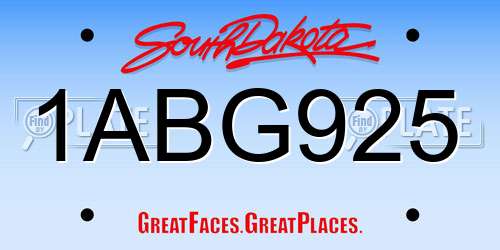 1ABG925 South Dakota License Plate
