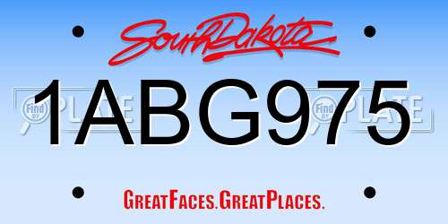 1ABG975 South Dakota License Plate