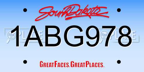 1ABG978 South Dakota License Plate