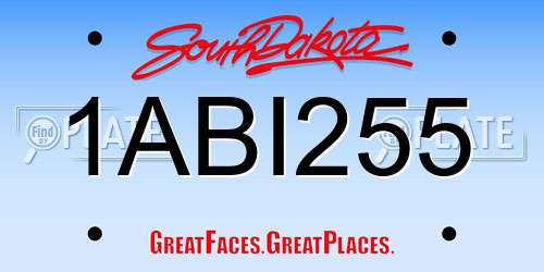 1ABI255 South Dakota License Plate