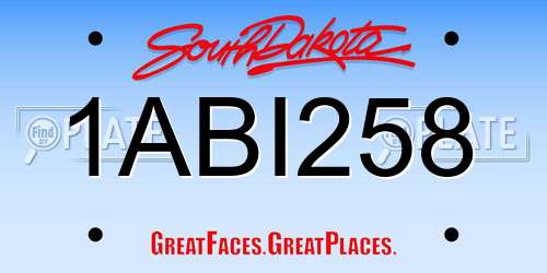 1ABI258 South Dakota License Plate