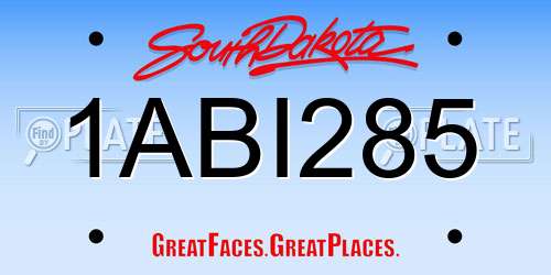 1ABI285 South Dakota License Plate