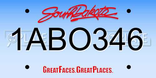 1ABO346 South Dakota License Plate