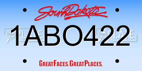 1ABO422 South Dakota License Plate